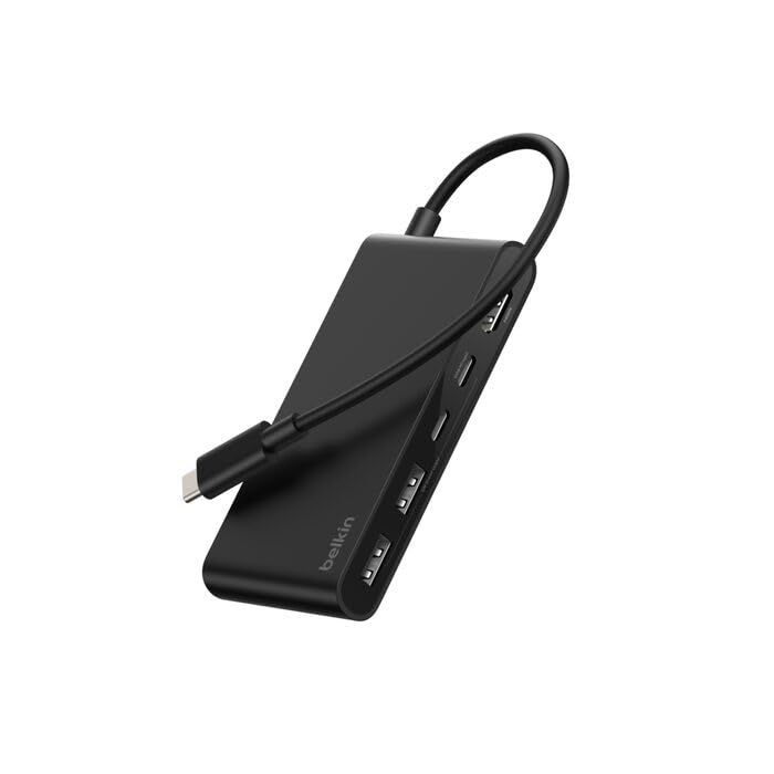 Belkin USB C Hub, 5-Port Hub w/ 4K HDMI Display @ 60Hz, 100W Power Delivery, Fast Data Transfer 5Gbps, USB C Multiport Adapter for MacBook, iPad Pro, Chromebook, & More - Upgraded HDMI 2.0 - Black