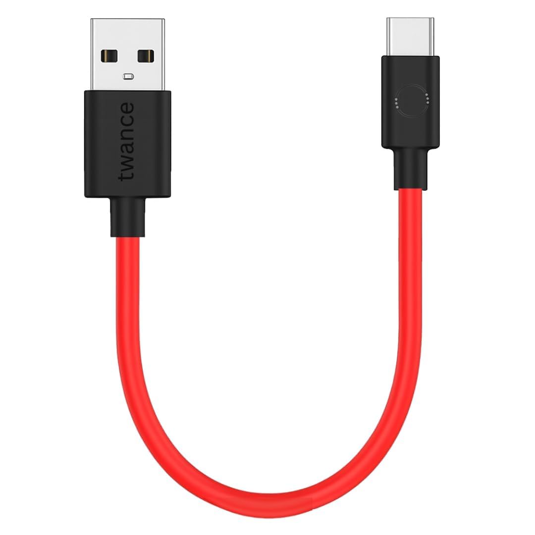 twance 0.25 Meter (Short Cable) TPE Type C to USB Fast charging and data transfer cable- (Red color) I 65W / 3.1A 480 Mbps Data Sync I Compatible with All C port enable Devices & Smartphone