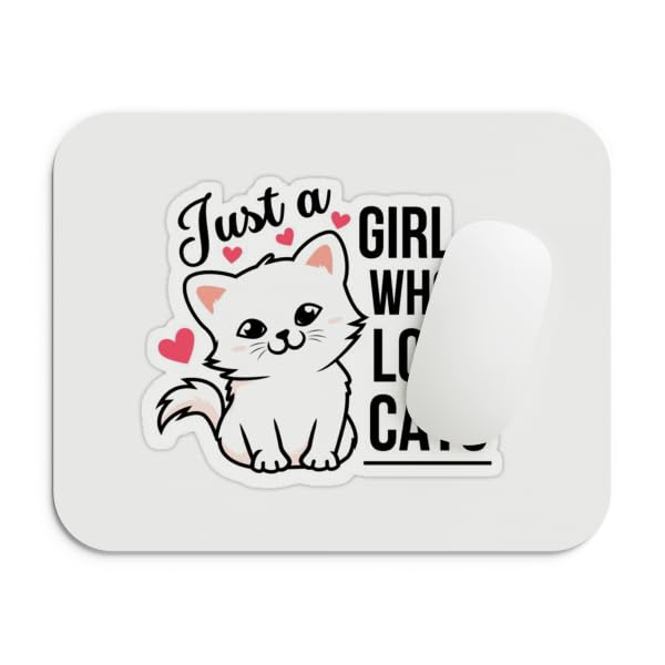 SHERISH Cute Cat Mouse Pad for Laptop & PC – 19x23 cm Black Desk Mat | Smooth Cloth Surface, Non-Slip Rubber Base, Waterproof & Durable Gaming Mousepad for Office & Home (Just a Girl)