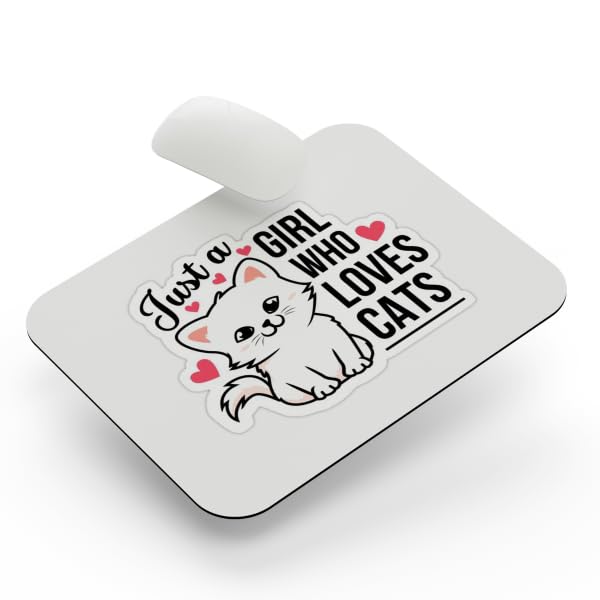 SHERISH Cute Cat Mouse Pad for Laptop & PC – 19x23 cm Black Desk Mat | Smooth Cloth Surface, Non-Slip Rubber Base, Waterproof & Durable Gaming Mousepad for Office & Home (Just a Girl)