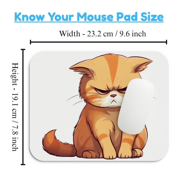 SHERISH Cute Cat Mouse Pad for Laptop & PC – 19x23 cm Black Desk Mat | Smooth Cloth Surface, Non-Slip Rubber Base, Waterproof & Durable Gaming Mousepad for Office & Home (Angry Cat)