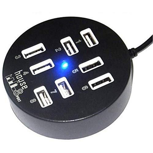 8 Port USB 2.0 Hub High Speed Multi USB Splitter Expansion Mini Hub for PC Laptop (Black)