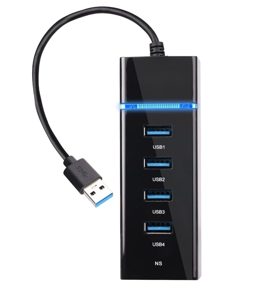 4 Port USB 3.0 Hub with Hi-Speed Data Transfer, LED Indication, 15cm Cable, Backward Compatible, Multi Device Connection, Plug Play Usage, Glossy Finish and Lightweight Design