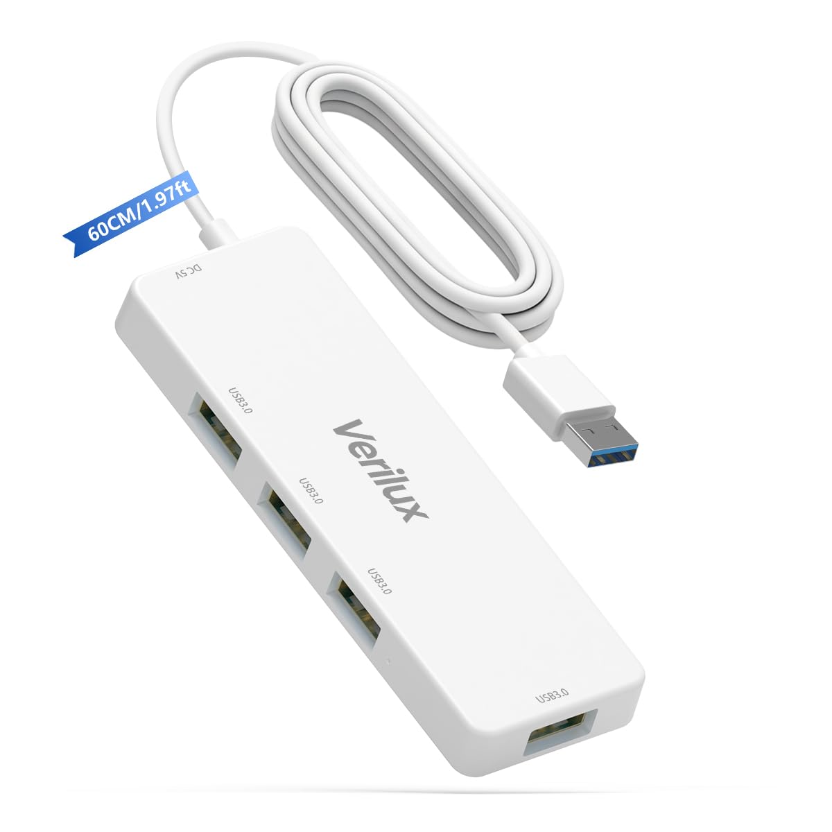 Verilux® USB Hub 3.0 for PC USB Extender with 4 High Speed 3.0 USB Hub for Laptop Multiport USB Port for Mac Pro Mini, iMac, Flash Drive & Pendrive, Type-C Self-Power Port with 60cm Cable