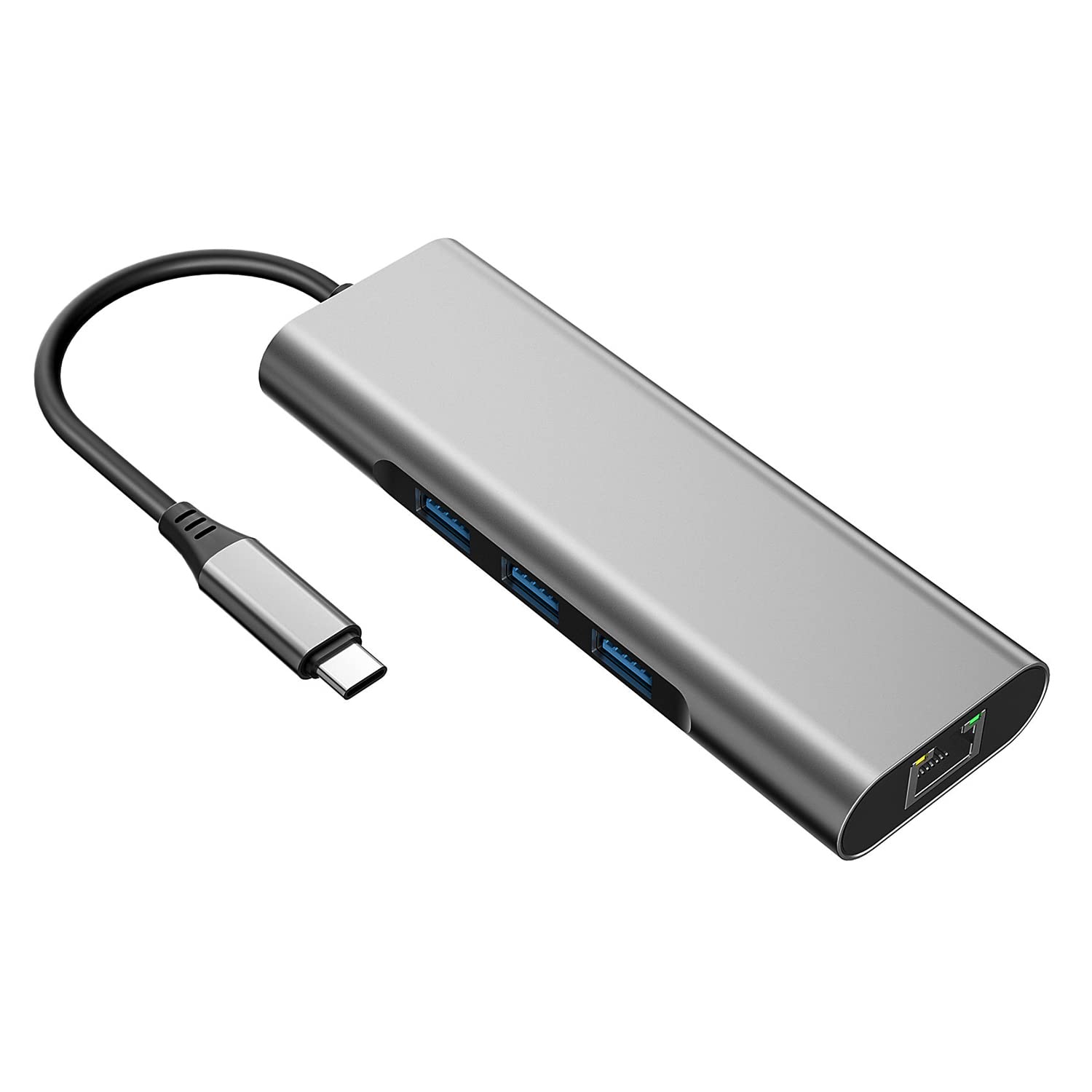 Amazon Basics USB-C Hub Dock 9-in-1 Aluminium Type-C Adapter with 4K HDMI, Ethernet 1000mbps Port, 3 USB 3.0, USB-C Power Delivery, 3.5mm Audio only, TF/SD Card Reader, Mac & Windows USB-C Devices