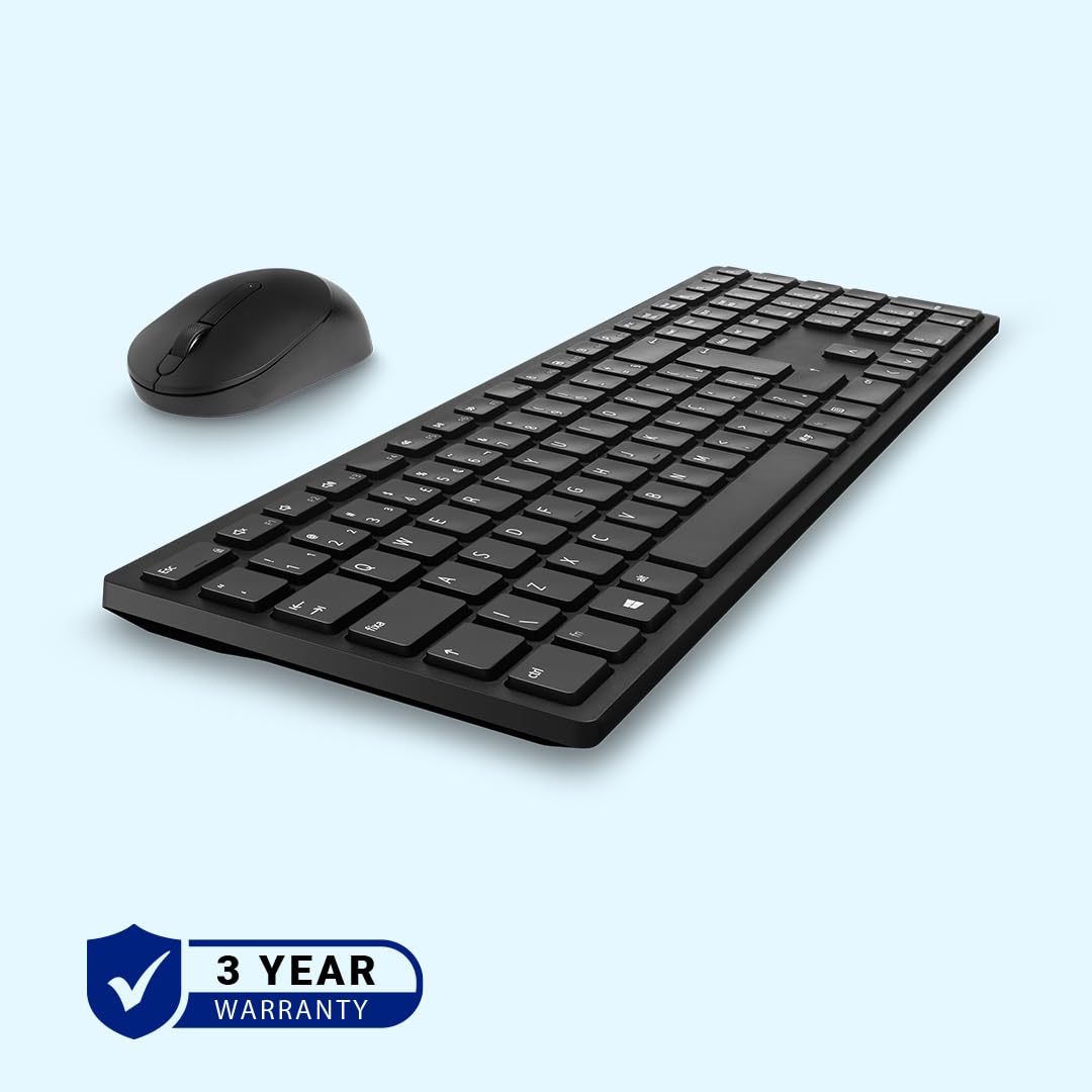 Dell KM5221W Pro Wireless Keyboard and Mouse, Plunger, QWERTY International English, Volume, Mute Hot Keys, 3 Buttons, 1600 dpi, 2.4 GHz, 3 Years - Advanced Exchange Warranty