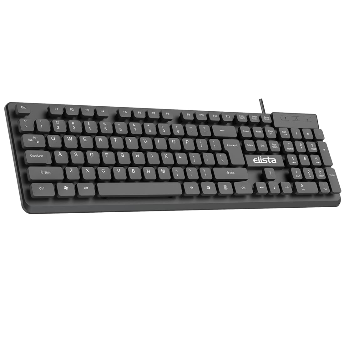 Elista Wired USB Keyboard for PC/Laptop | 104 Keys Full Size Keyboard with Chocolate Key Design | Silent Membrane Switch | Comfortable Typing | Plug & Play USB Keyboard for Windows, Desktop & Mac
