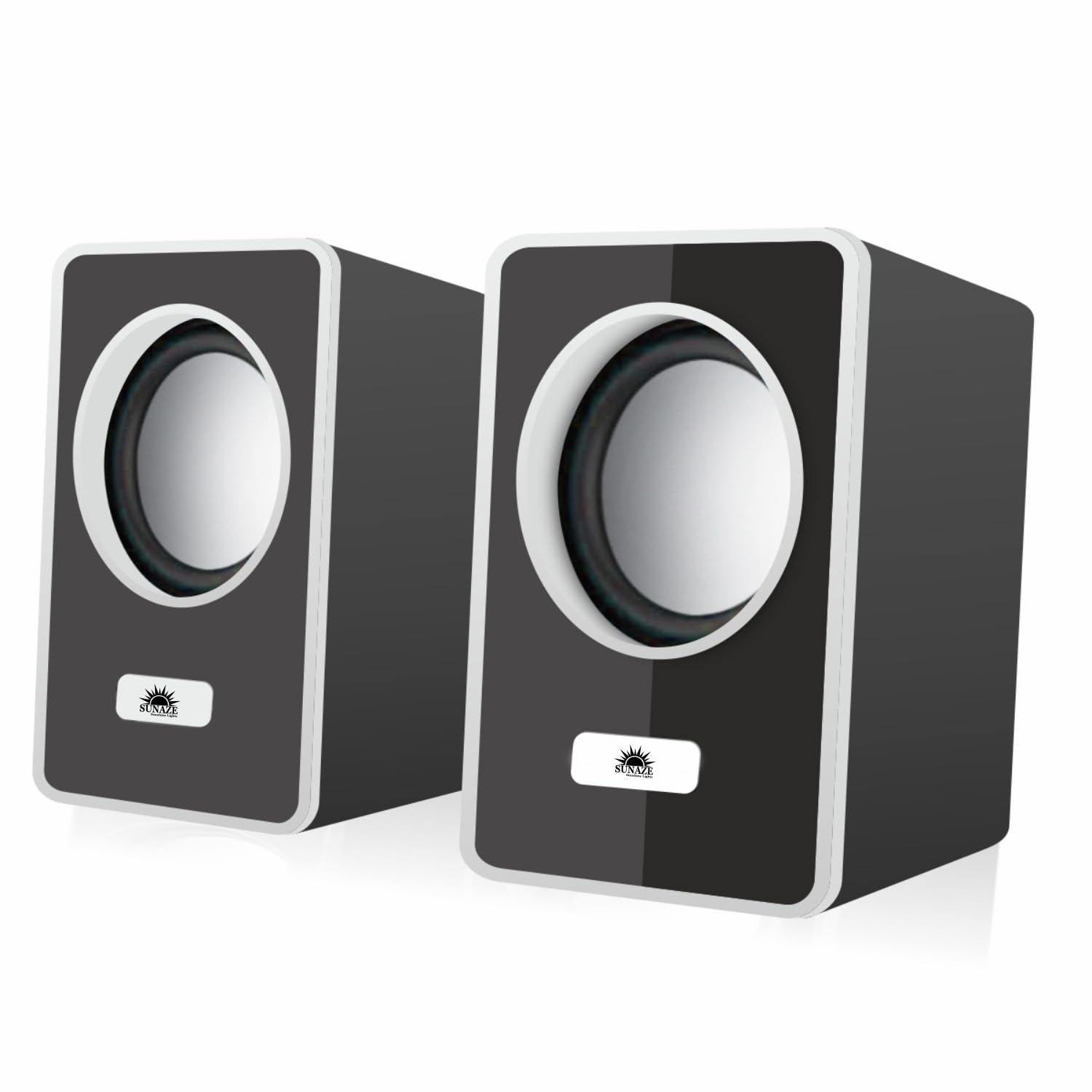 Sunaze USB Multimedia Speakers – Portable AUX Computer PC Speakers for Home & Office Use (Silver)