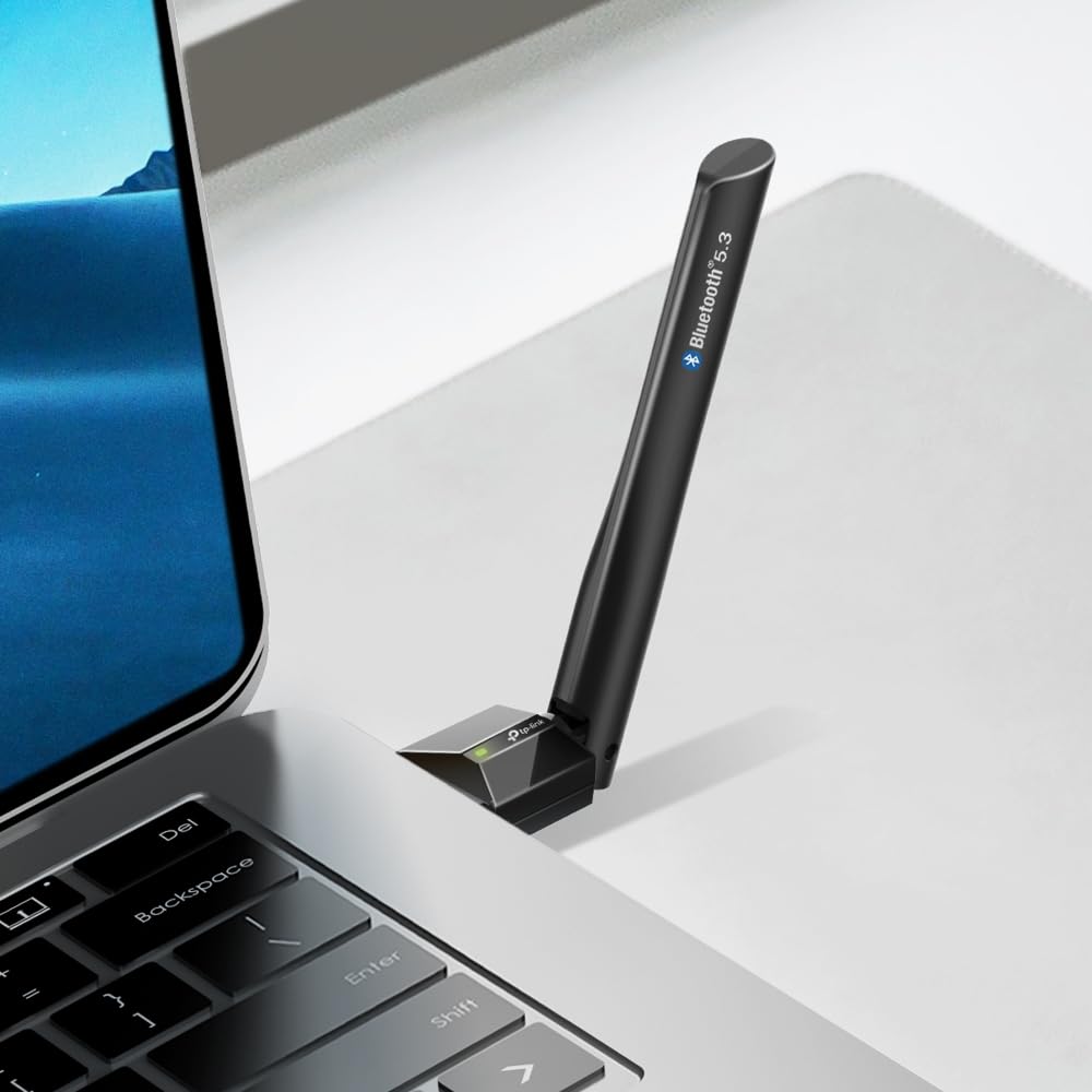 TP-Link UB500 Plus USB Bluetooth 5.3 Adapter, Mini, Plug and Play, Long Range Antenna, Supports Win 7/8.1/10/11, for Desktop, Laptop, Mouse, Keyboard, Printers, Headsets,Speakers, PS4/Xbox Controllers