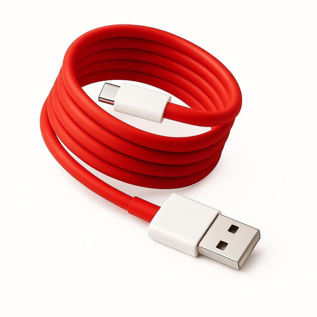 One Plus Type C Charging Cable 80W Super Fast Charging USB A to C Cable Original Red Cable for One Plus 11R,12R,Nord CE4,11,12 Warp VOOC Data Cable Android Charger Wire C Type Fast Charge Cable (Red)