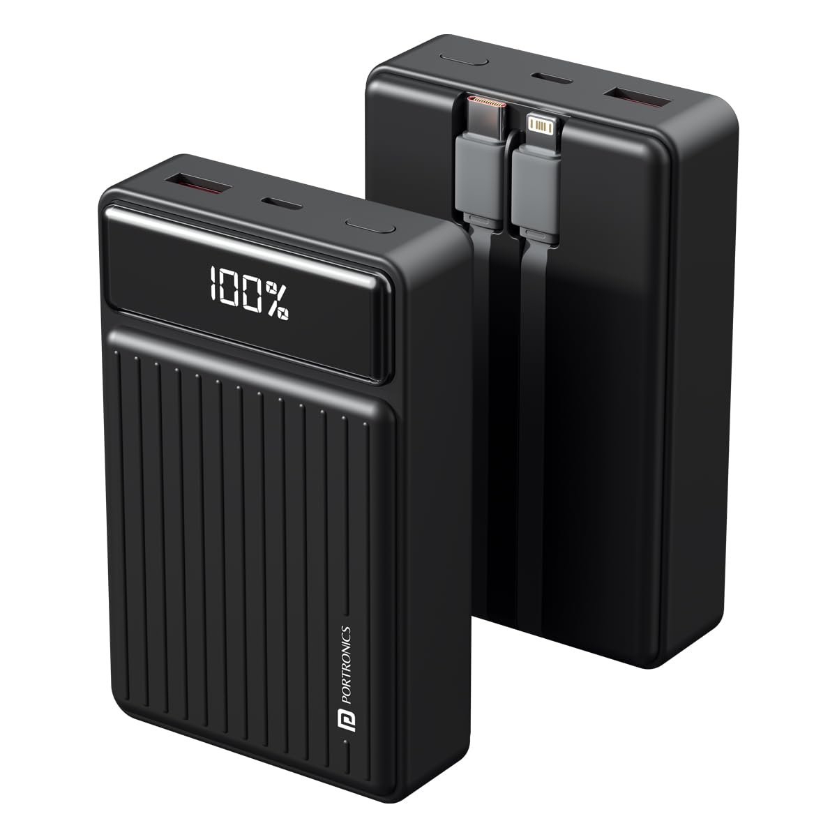 Portronics Luxcell Bind Mini 20k 20000mAh Powerbank with 22.5W Fast Charging, in-Built Type C PD(Input & Output) /8 Pin Cable, LED Battery Display, USB-A Mach Output, Compatible with Multiple Devices