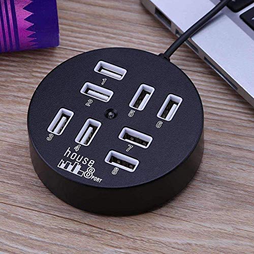 8 Port USB 2.0 Hub High Speed Multi USB Splitter Expansion Mini Hub for PC Laptop (Black)