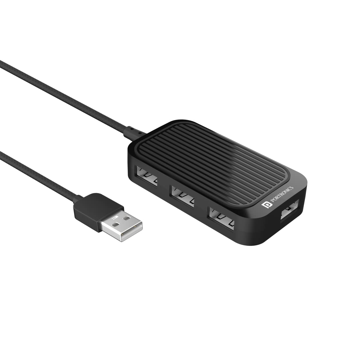 Portronics Mport 4D USB Hub Dock (4-in-1), Multiport USB Dock with Long Cable and up to 480 Mbps High Data Transfer Speed (Black)