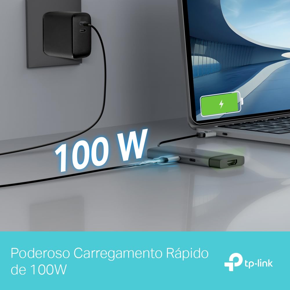 TP-Link UH5020C USB Type-C 5 in 1 Hub, USB 3.0, 5Gbps Data Transfer, 2 x USB A, 1x USB C, HDMI 4K@60Hz, 100W PD 3.0 Fast Charging, Self-Storage, Braided Cable, Compact and Elegant Design, Plug & Play