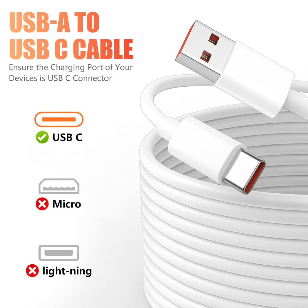 ZORBES® 16.4Ft USB to Type C Charging Cable, USB A to C for Security Camera, Type C Extension Cable Compatible with Wyze Cam Pan, Xiao-mi Home Cam EZVIZ, Mi Camera 360