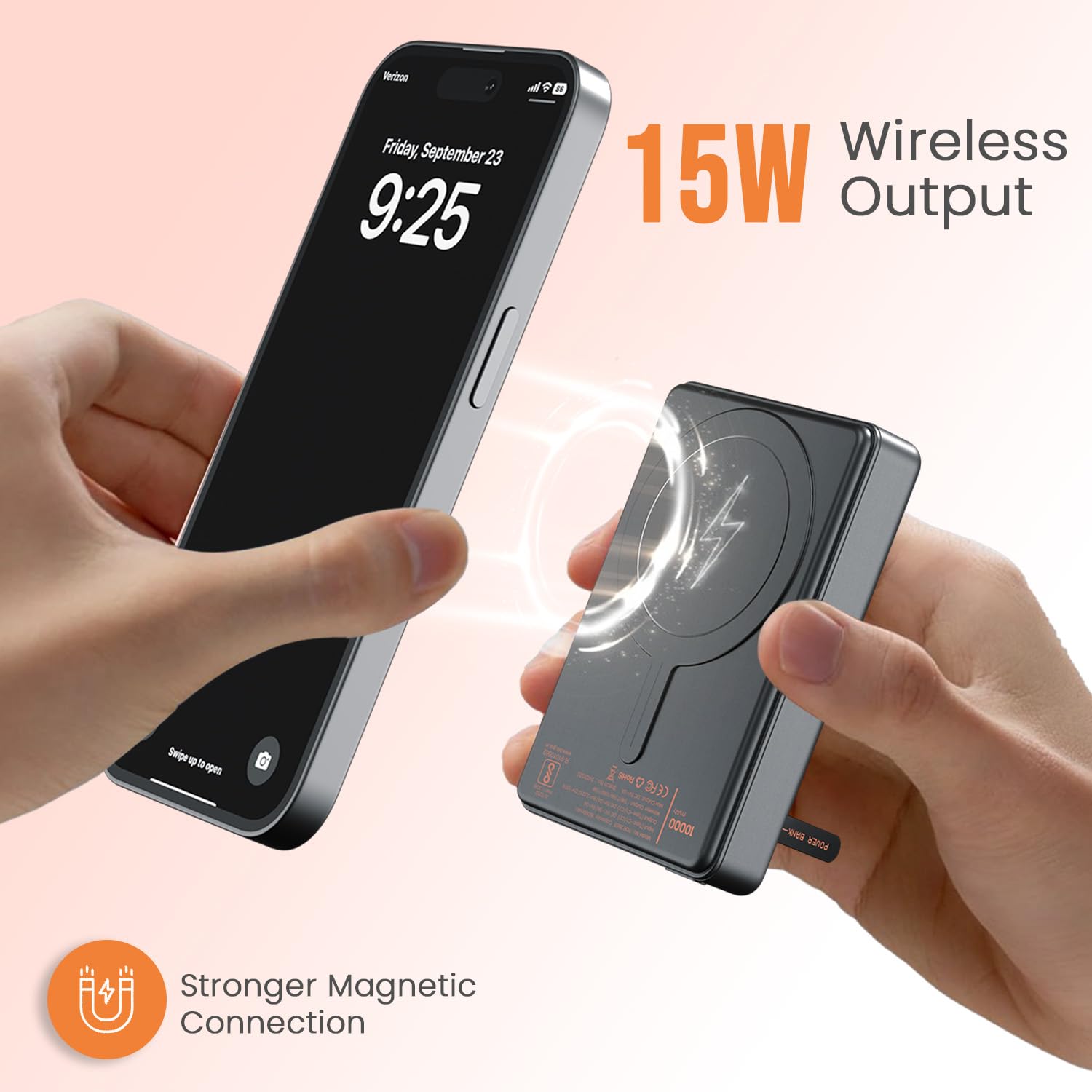 Portronics Chyro 10000mAh 15W Magnetic Wireless Fast Charging Powerbank with MagSafe Mobile Stand,in-Built Type C Cable With 20W Output,For iPhone 12 & Above, Android & Other Qi Enabled Devices(Black) Visit the Portronics Store