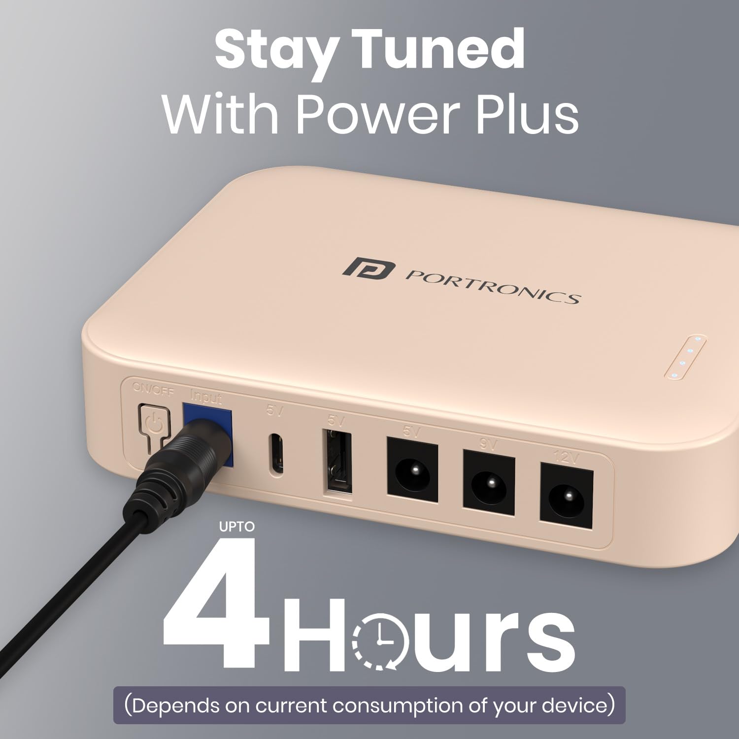 Portronics Kinectic 8K Mini UPS for WiFi Router Broadband Modem 12V Router UPS up to 2A, 5 Hours Playback, 2 x 4000mAh Battery, Type C/USB-A/DC Pin Output Ports, UPS Power Backup During Power Cuts