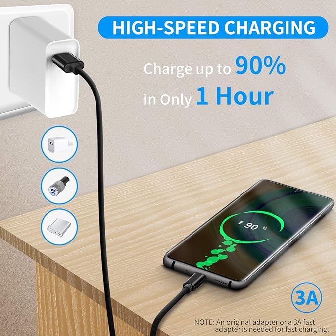 Samsung Usb To Type C 1.5 Meter 25W Fast Charging Usb C Cable High-Speed Data Transfer Compatible With Galaxy A20S,A21,A21S,A30,A30Sa31,A41,A42,A50,A50S,A51,A52,A70,A71,A81,A9,A91 Cord (Black)