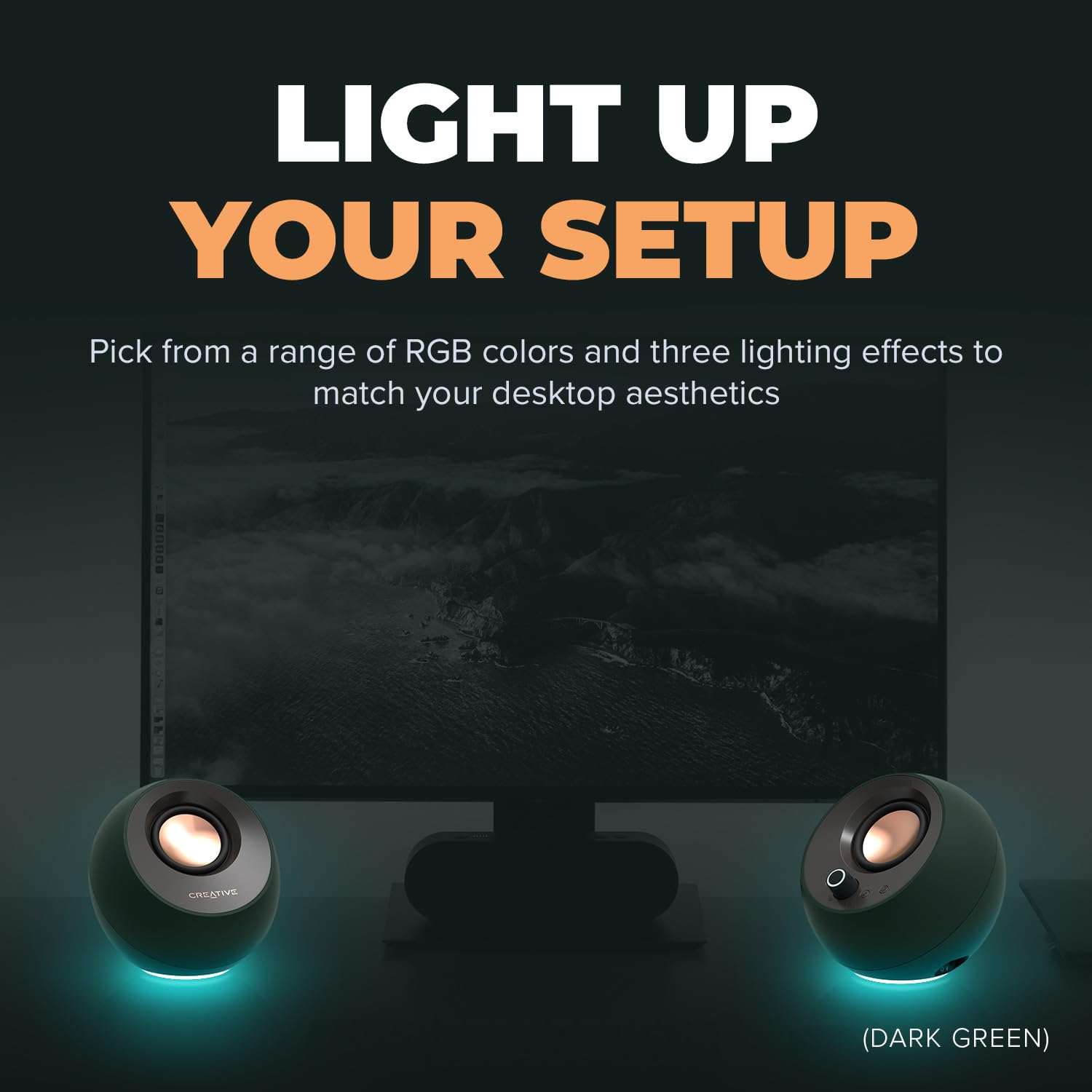 Creative Pebble Pro (Black) Minimalist 2.0 USB-C Computer Speakers with Bluetooth 5.3 and Customizable RGB Lighting, Clear Dialog and BassFlex Tech, USB Audio, Headset Port, for PC and Mac