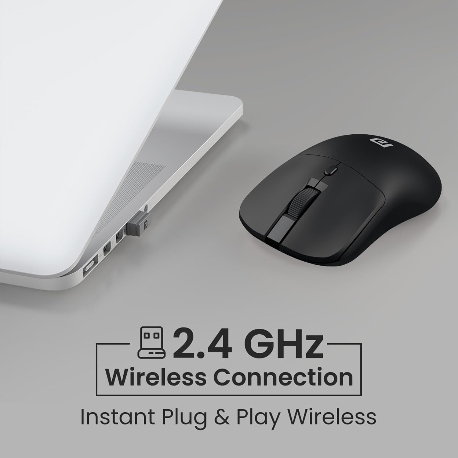 Portronics Toad 33 Wireless Mouse with 2.4 GHz Wireless Receiver, Adjustable Sensitivity, Ergonomic Design, for Laptops, Desktops PC, Mac (Black)