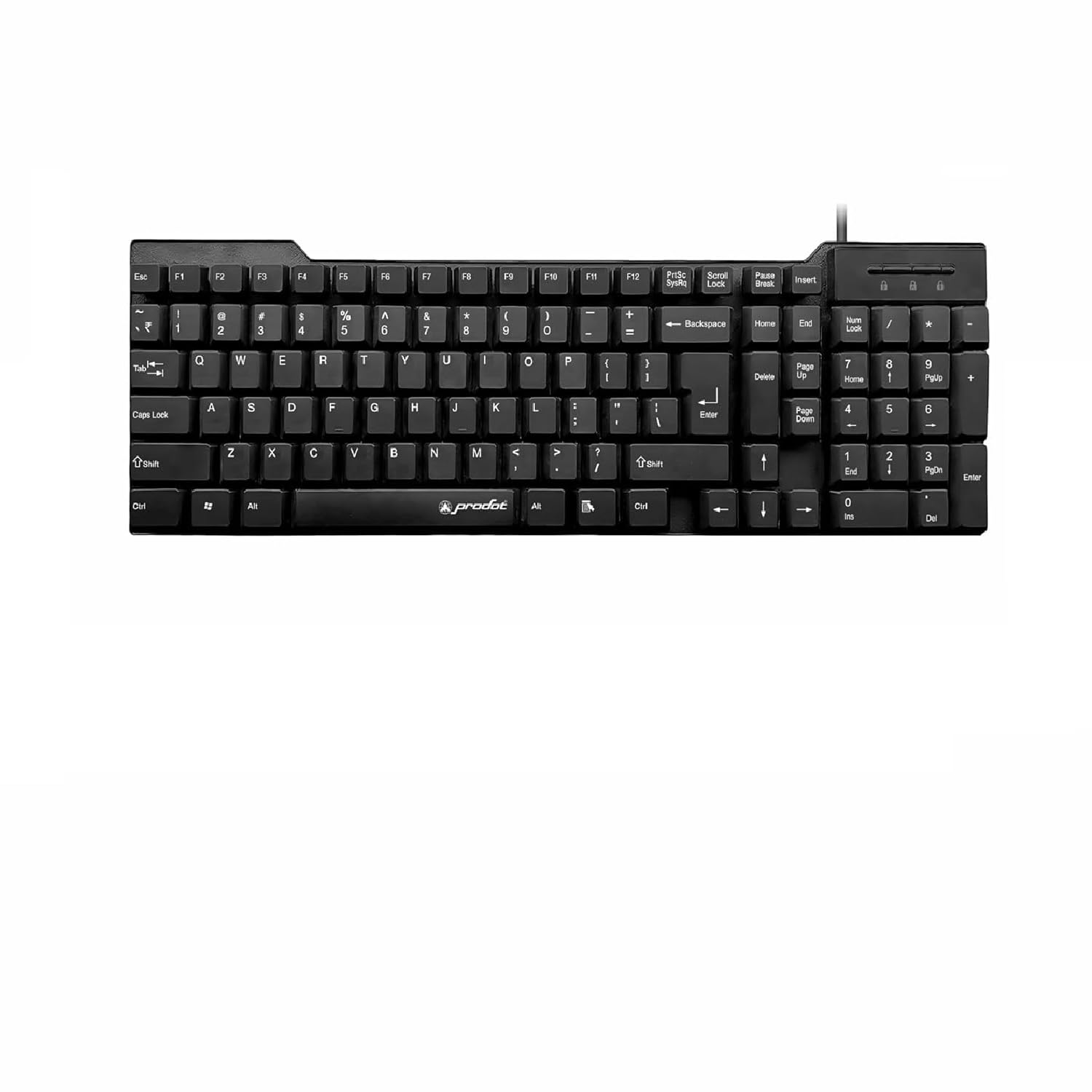 ProDot Alive USB Wired Keyboard Floated Key I Plug & Play Technology I 103-Keys I Rupees Key I 1.2m Wired I Spill Resistant Design I Compatible with Windows, iOS, Linux with 1 Year Warranty