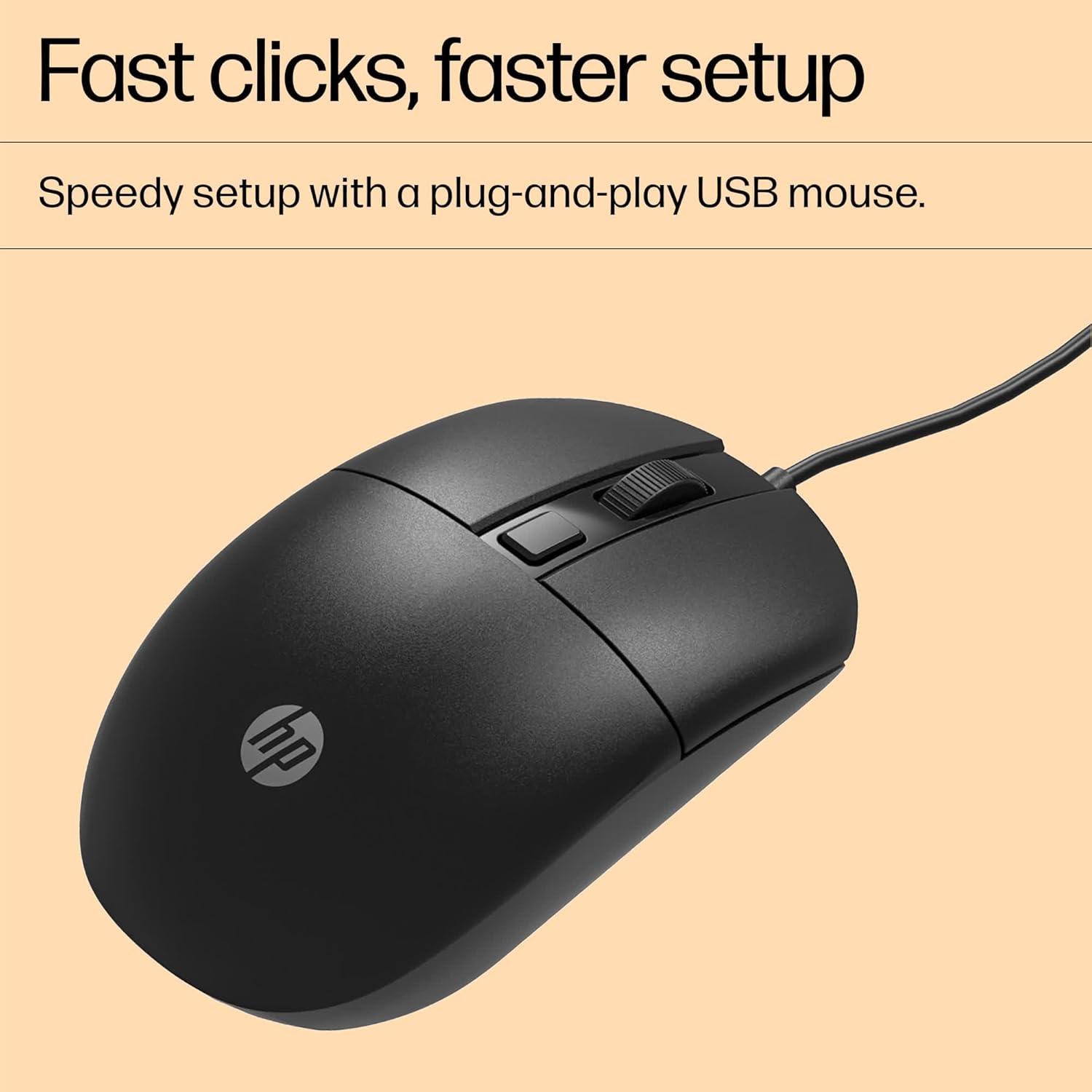 HP M070 Ergonomic Wired Mouse/ 1.5M USB Cable/Optical Engine/Accurate Positioning/ 1600 DPI with Adjustable DPI 1000-1200
