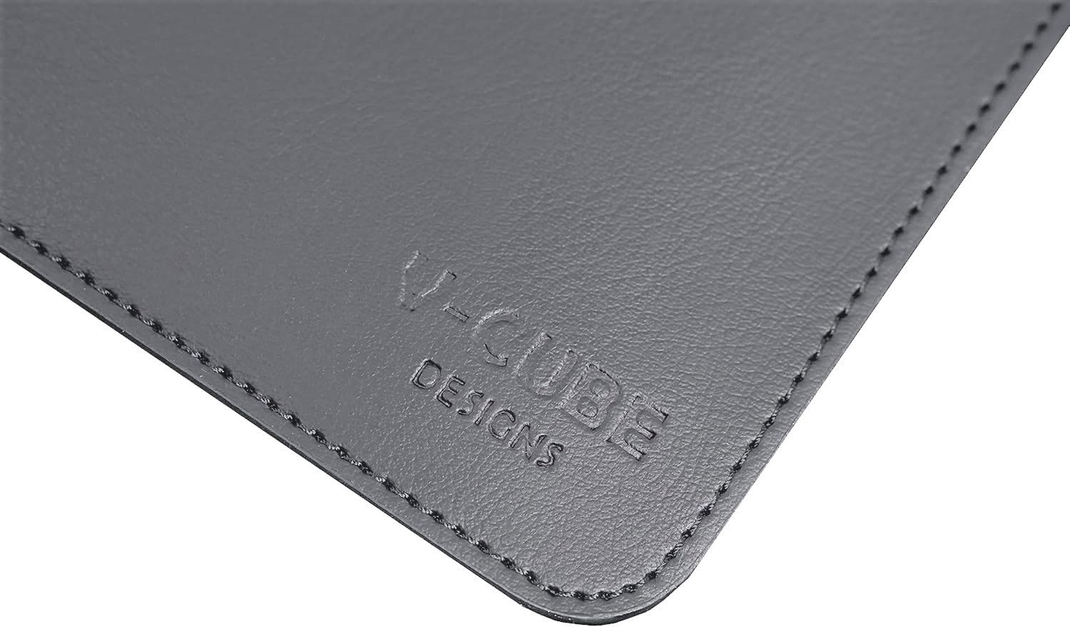 V-CUBE DESIGNS Premium Vegan Leather Mouse Pad |32X27cm| 2.4mm Thick(Padded)|Stitched, Reversible use, Splash-Proof, Anti-Skid for Gaming, Computer, Laptop, Home&Office in a Fresh Modern Design| Grey
