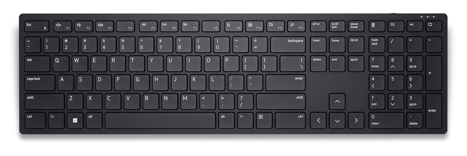 Dell-KB500, Wireless Keyboard with USB Wireless Receiver, Interfaces- 2.4 GHz, 2 x AAA Batteries Included., Black