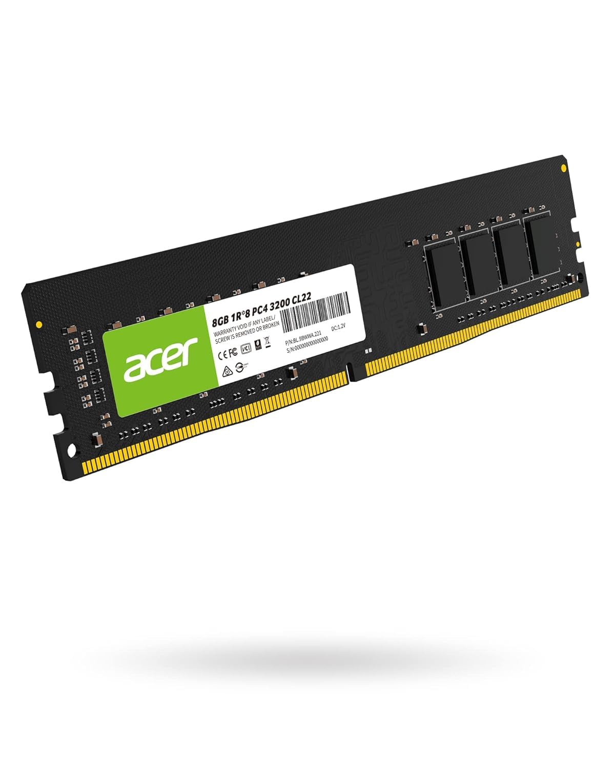 Acer UD100 U-DIMM 3200MHz 16GB 19-19-19-43 2R*8 Desktop RAM, Black
