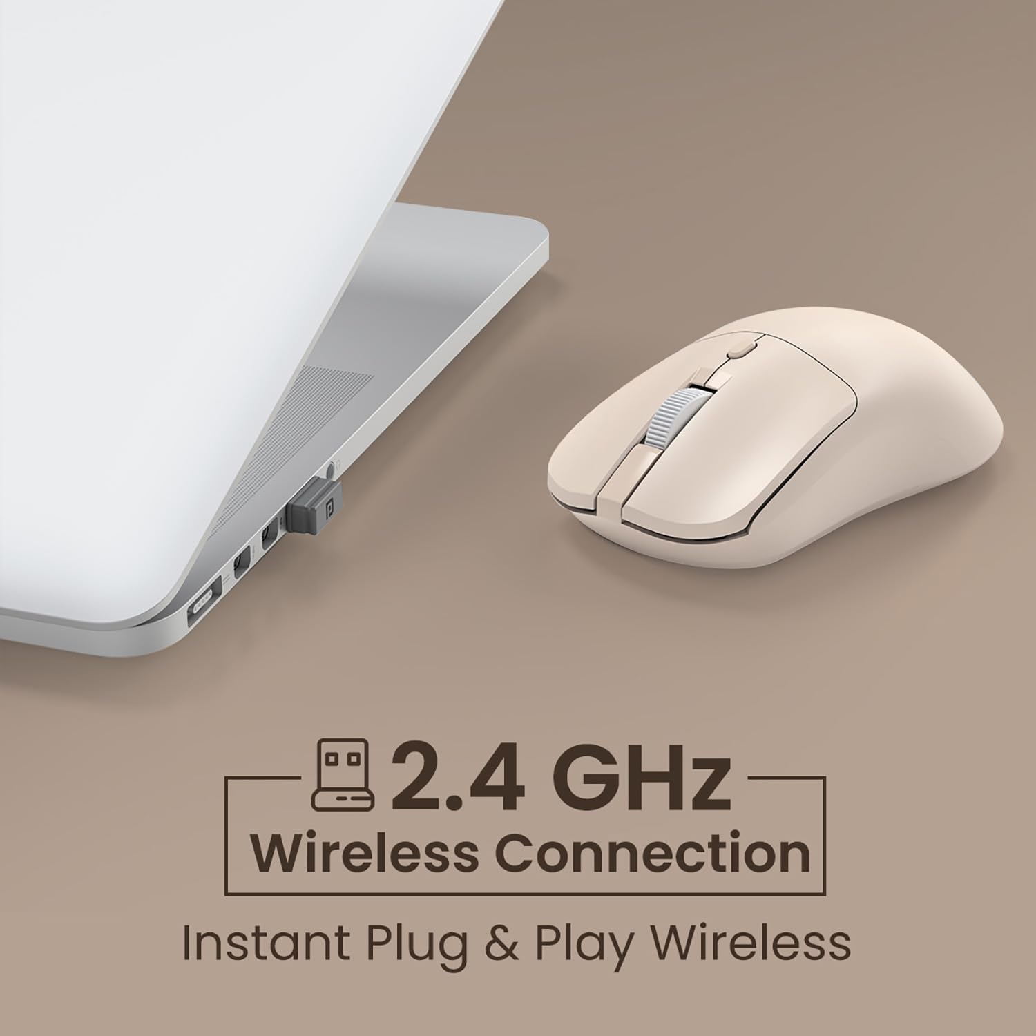 Portronics Toad 33 Wireless Mouse with 2.4 GHz USB Nano Receiver, Adjustable Dpi Sensitivity, Ergonomic Design, Precision Optical Tracking, Plug & Play, Best for Laptops, Desktops PCs, Mac(Beige)