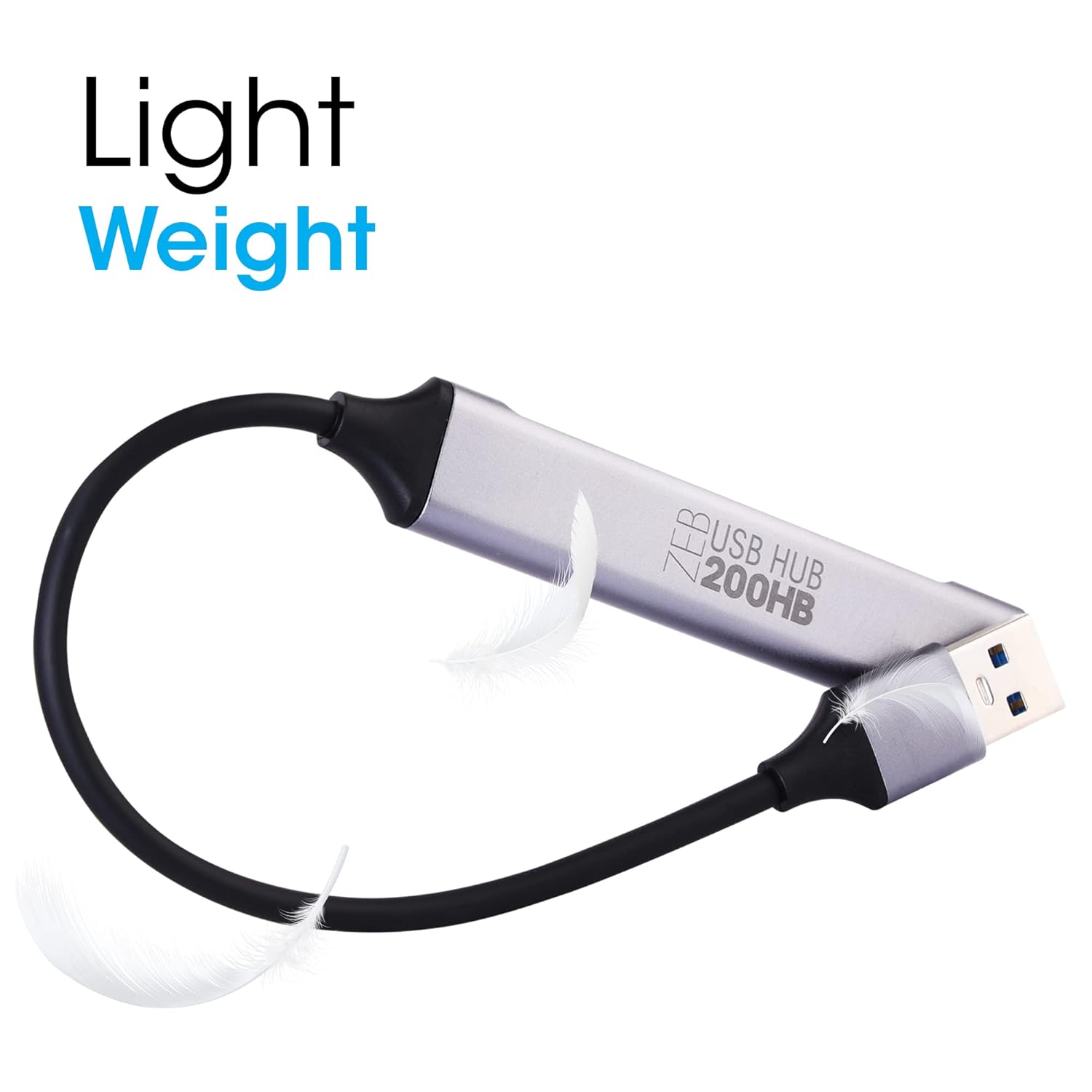 Zebronics 200HB USB 3.0 4 Port hub with Hi Speed Data Transfer, Aluminum + ABS Body, 15cm Cable, Sleek Design and Plug Play Usage