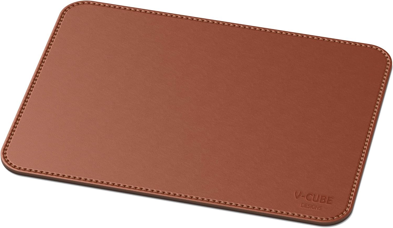 V-CUBE DESIGNS Premium Vegan Leather Mouse Pad |32X27cm| 2.4mm Thick(Padded)|Stitched, Reversible use, Splash-Proof, Anti-Skid for Gaming, Computer, Laptop, Home&Office in a Fresh Modern Design| Tan