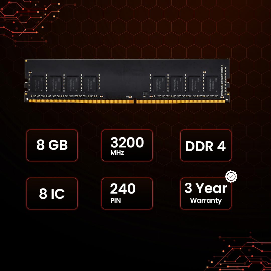 OTEK Xcore 8GB DDR4 3200MHz Desktop RAM | 100% New, Sealed & Quality Checked | UDIMM 288-Pin CL22 1.2V PC Memory | High Performance for Gaming, Work & Multitasking | 3-Year Warranty