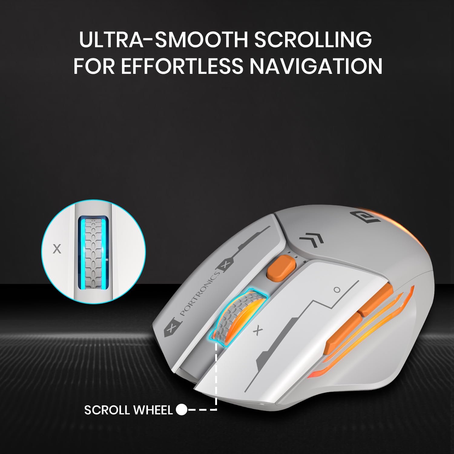 Portronics Vader Max Wireless Rechargeable Mouse, Thumb Support, Bluetooth 5.3 & 2.4 GHz Dual Mode, 6-Button Control, Adjustable DPI Up to 2400,Universal Compatibility for Laptop,Desktop,Gaming(Grey) Visit the Portronics Store