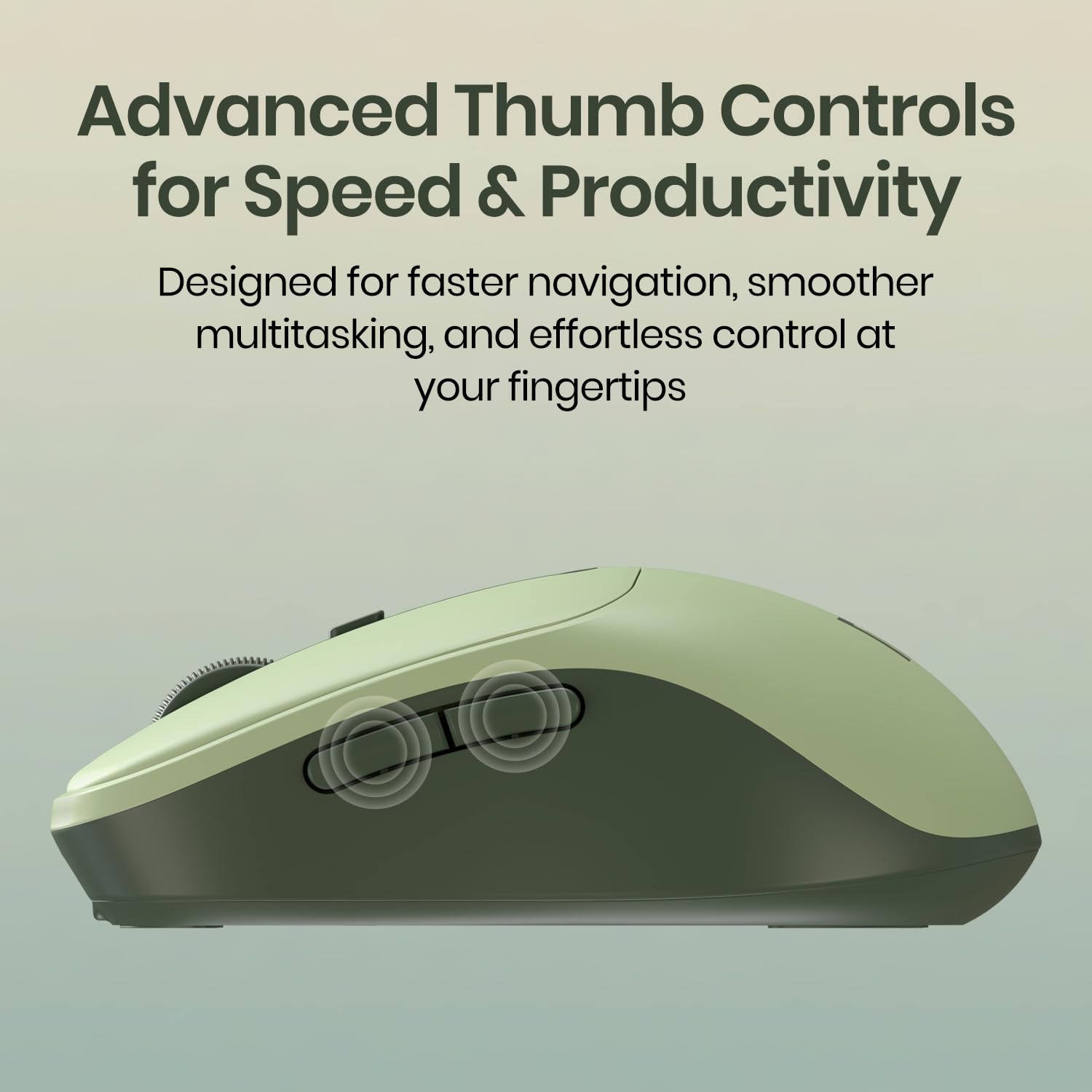Portronics Toad 9 Wireless Bluetooth Mouse with Dual Wireless (BT + 2.4 GHz), Smart LED Display, Rechargeable Battery, Forward & Back Button, Multi-Device Pair, Upto 4800 Dpi Sensitivity(Green)