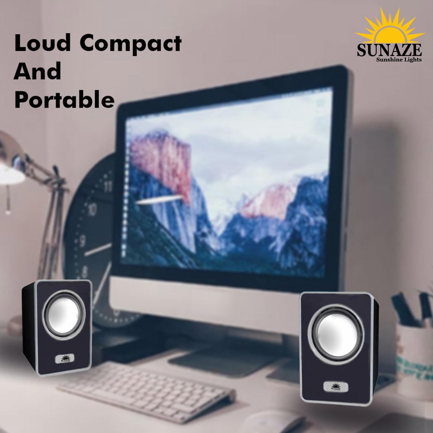 Sunaze USB Multimedia Speakers – Portable AUX Computer PC Speakers for Home & Office Use (Silver)