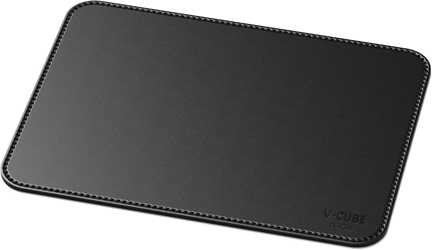 V-CUBE Designs Premium Vegan Leather Mouse Pad |32X27cm| 2.4mm Thick(Padded)|Stitched, Reversible use, Splash-Proof, Anti-Skid for Gaming, Computer, Laptop, Home&Office in a Fresh Modern Design| Black