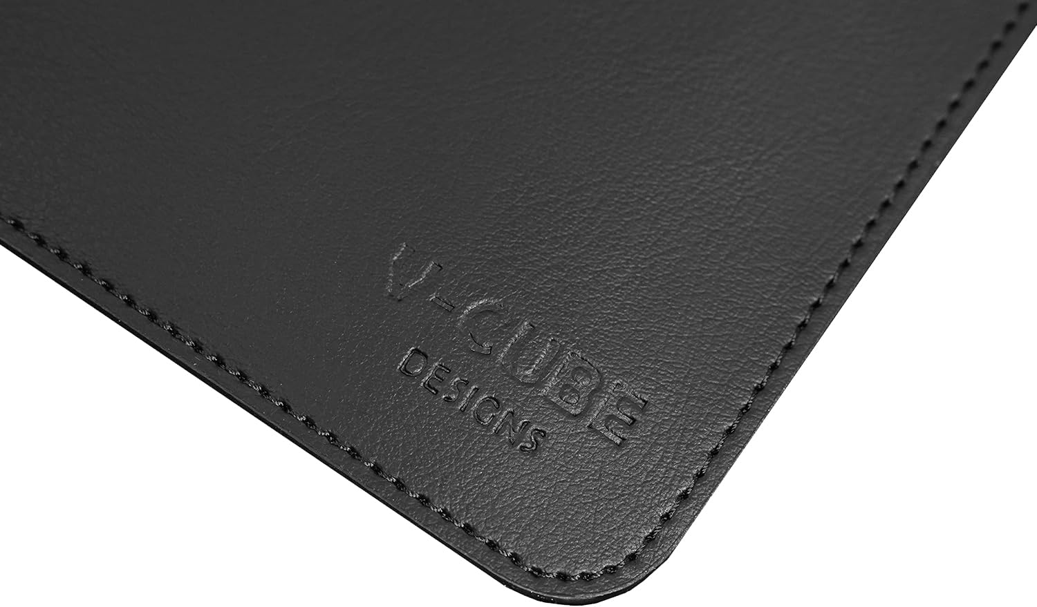 V-CUBE DESIGNS Premium Vegan Leather Mouse Pad |25X21cm| 2.4mm Thick(Padded)|Stitched, Reversible use, Splash-Proof, Anti-Skid for Gaming, Computer, Laptop, Home&Office in a Fresh Modern Design| Black