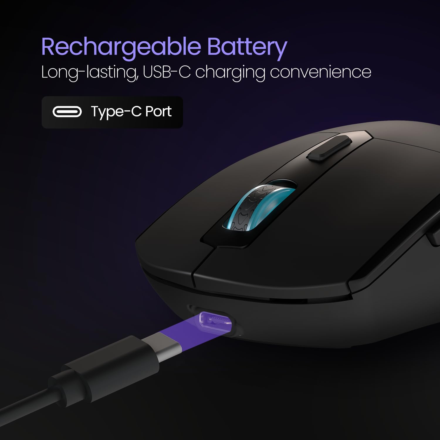Portronics Toad One Bluetooth Mouse with 2.4 GHz & BT 5.3 Dual Wireless, 6 Buttons, Rechargeable, RGB Lights, Connect 3 Devices, Ergonomic Design for Laptop, Smartphone, Tablet (Black)