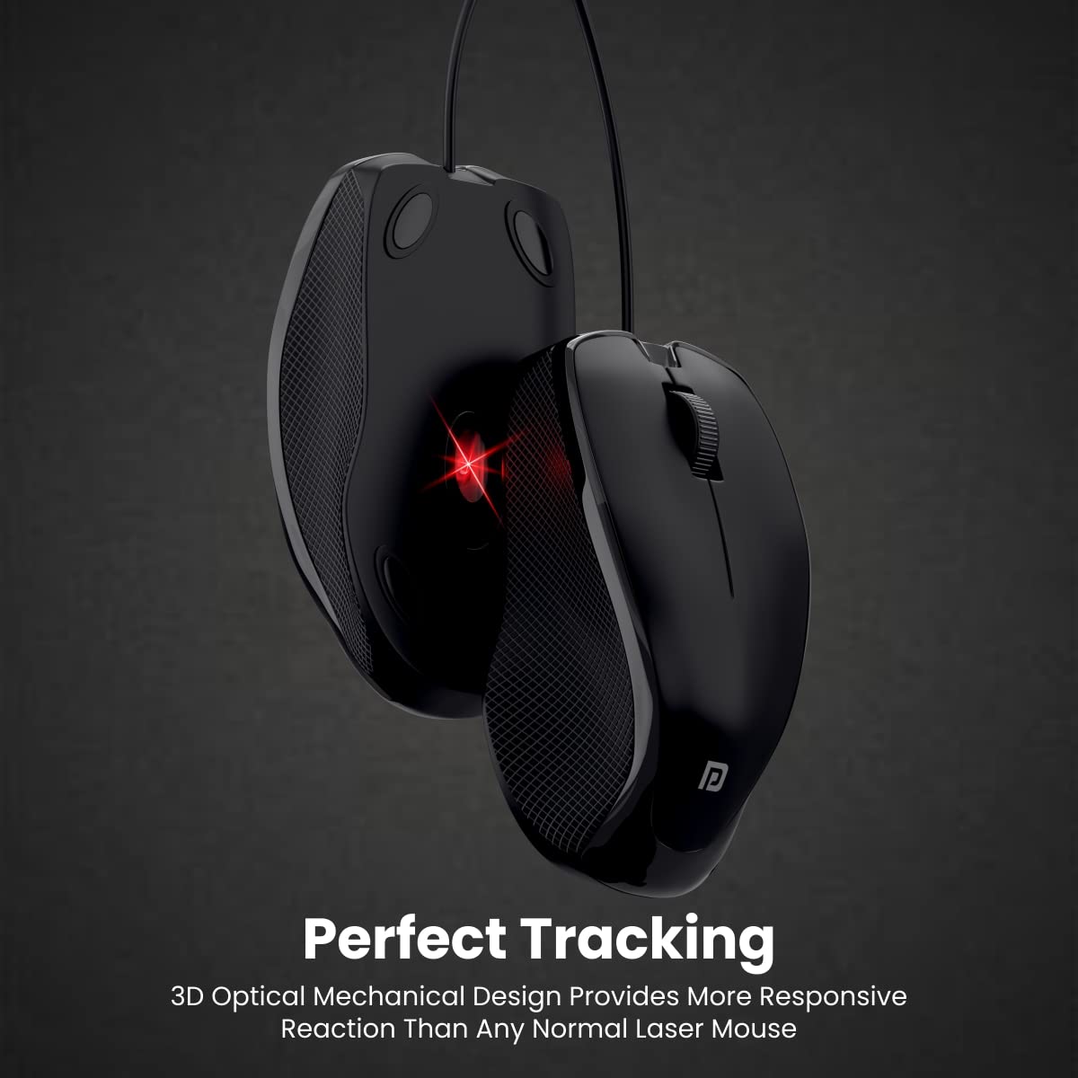 Portronics Toad 101 Wired Optical Mouse with 1200 DPI, Plug & Play, Hi-Optical Tracking, 1.25M Cable Length, 30Lakhs Click Life(Black)