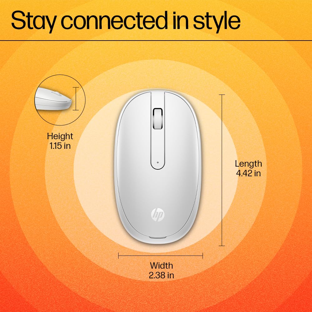HP 240 Lunar White Bluetooth Mouse/Bluetooth® 5.1 connection/15 Month battery/1600 dpi Optical Sensor/Sleek and ambidextrous Design