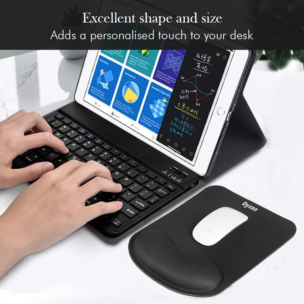 Dyazo Ergonomic Design Memory Foam Gel Mouse Pad with Cushion Non-Slip Rubber Base Mousepad Wrist Support Suitable for Computer, Notebook,Laptop, Work from Home & Office (Black)