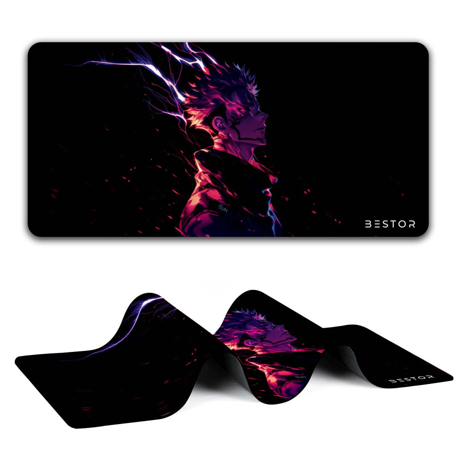BESTOR Anime Design Gaming Mouse pad with Anti-fray Stitching, Waterproof Surface & Non-Slip Rubber Base Gaming Mouse Mat for Laptop (60cmx34cm)