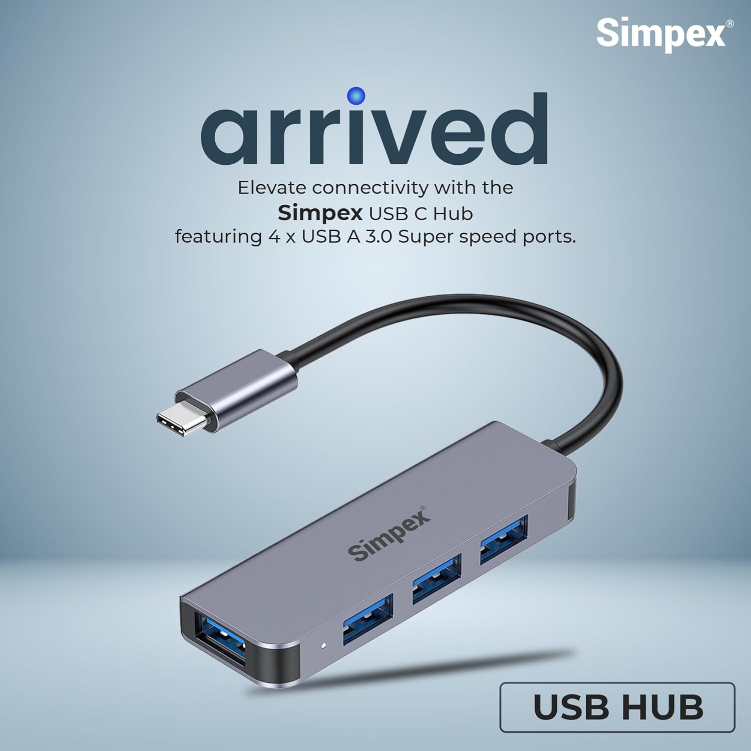 Simpex (Metal USB Hub 4 in 1) USB C Hub with 4 USB Ports, High Speed, Compatible with MacBook, Windows, C-Type Smartphones and Other Type-C Devices