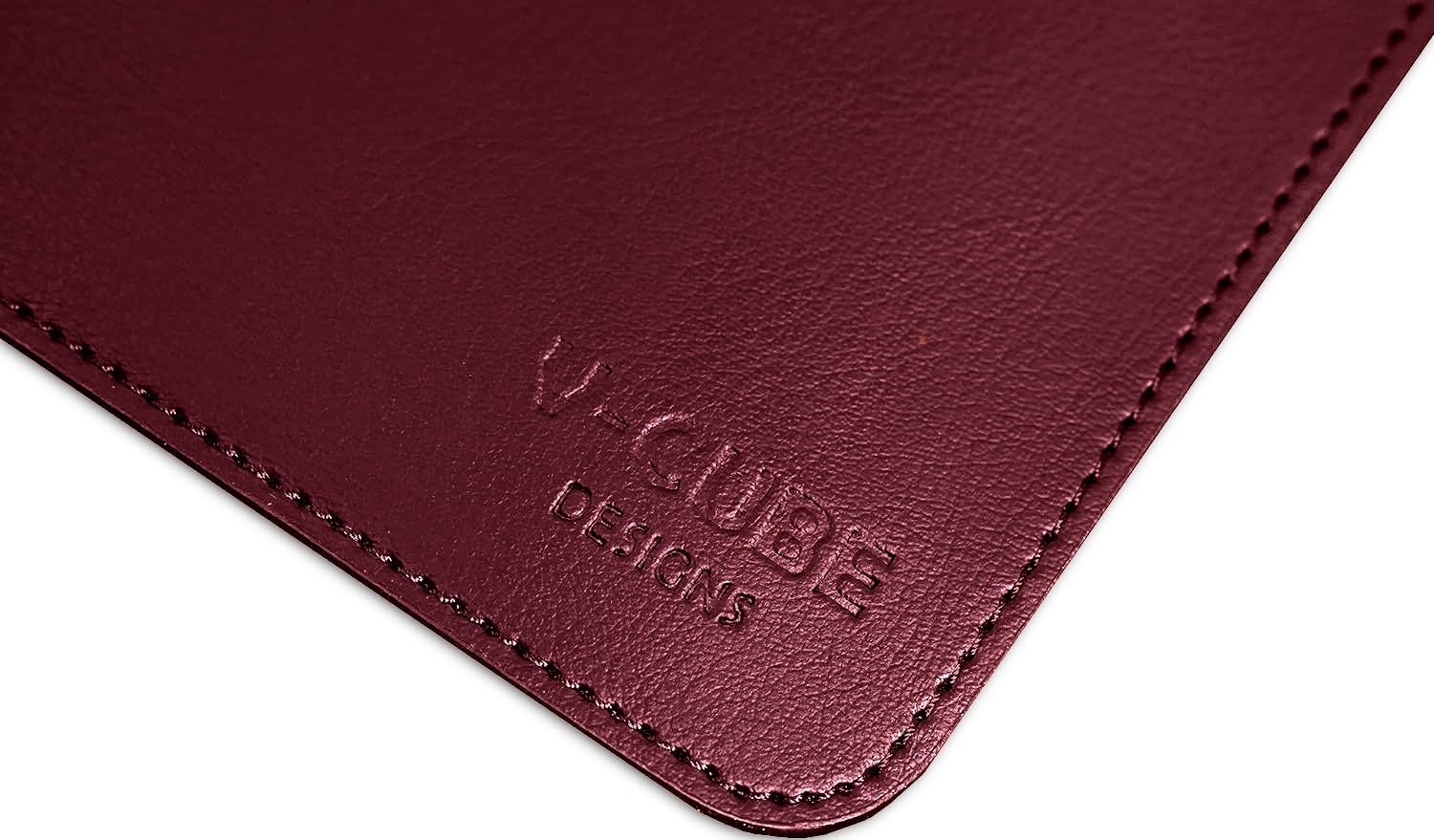 V-CUBE Designs Premium Vegan Leather Mouse Pad |25X21cm| 2.4mm Thick(Padded)|Stitched, Reversible use, Splash-Proof, Anti-Skid for Gaming, Computer, Laptop, Home&Office in a Fresh Modern Design|Maroon