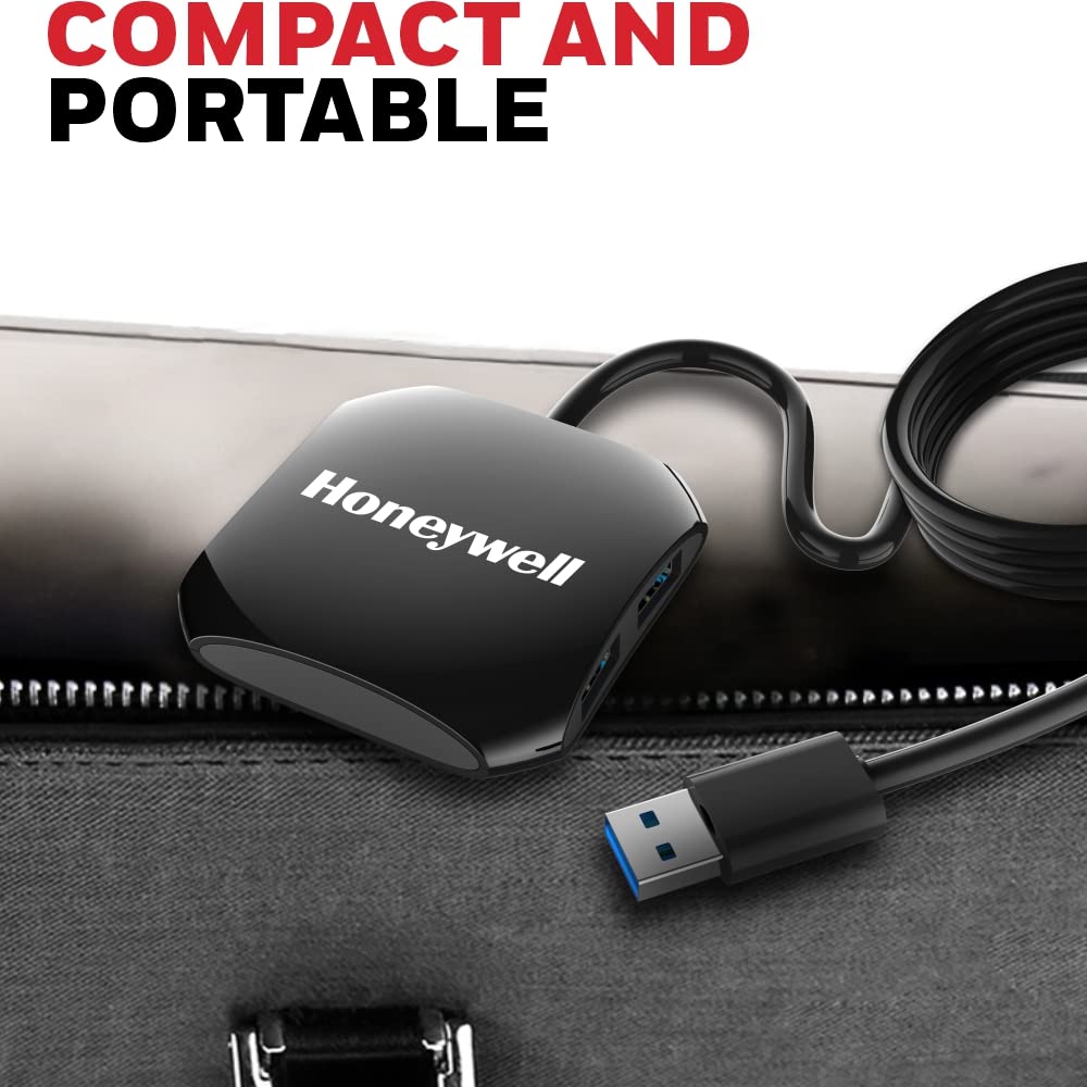 Honeywell Momentum 4-1 USB 3.0 Hub, 1.2 Meter Cable, Max Current 900mA, Transmission Speed 5GBPS, Universally Compatible with All USB PC, Laptop, Speaker, Mobile, Pen Drive,Hard Drive,Keyboard Printer