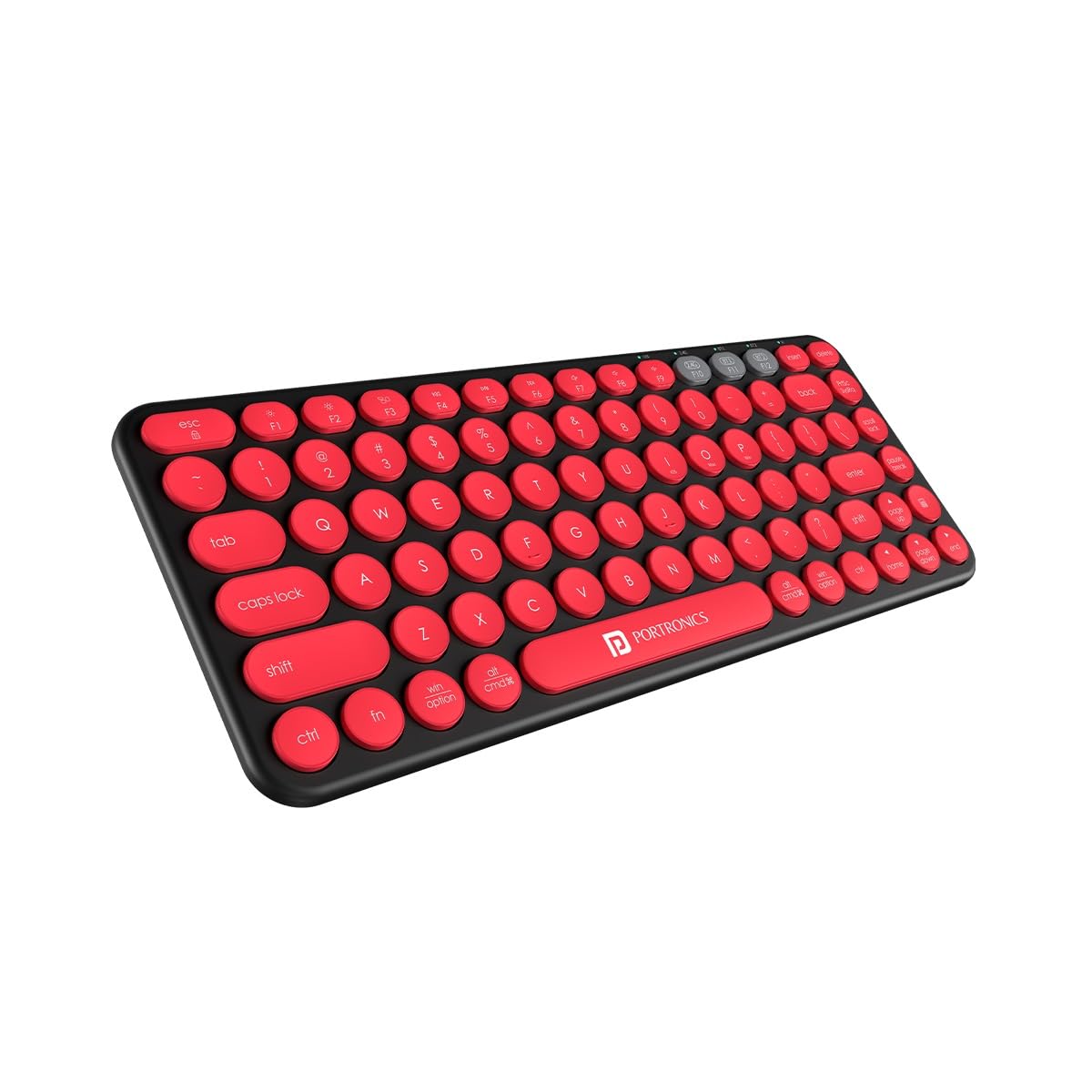 Portronics Bubble 2.0 Wireless Keyboard with Bluetooth + 2.4 GHz Receiver, Connect 3 Devices, Compact TKL Size, 10m Working Range, Function Shortcut Keys, for Laptop, PC, Smartphone, Tablet (Black)