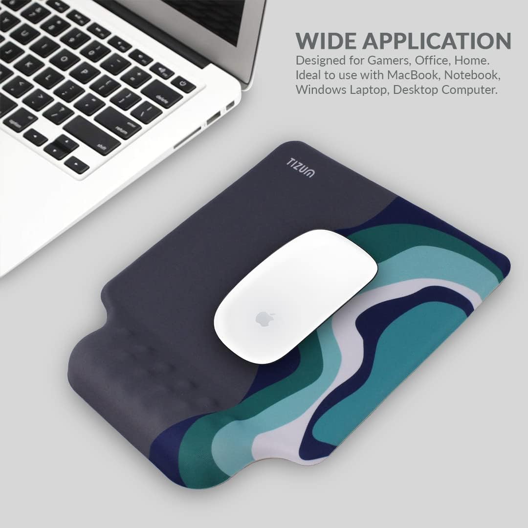 Tizum Gel Mouse Pad|Memory Foam Cushion Mousepad with Gel Wrist Rest Support & Pain Relief, Ergonomic Design|Non-Slip Rubber Base|Suitable for Gaming, Computer, Laptop, Home & Office (Grey)