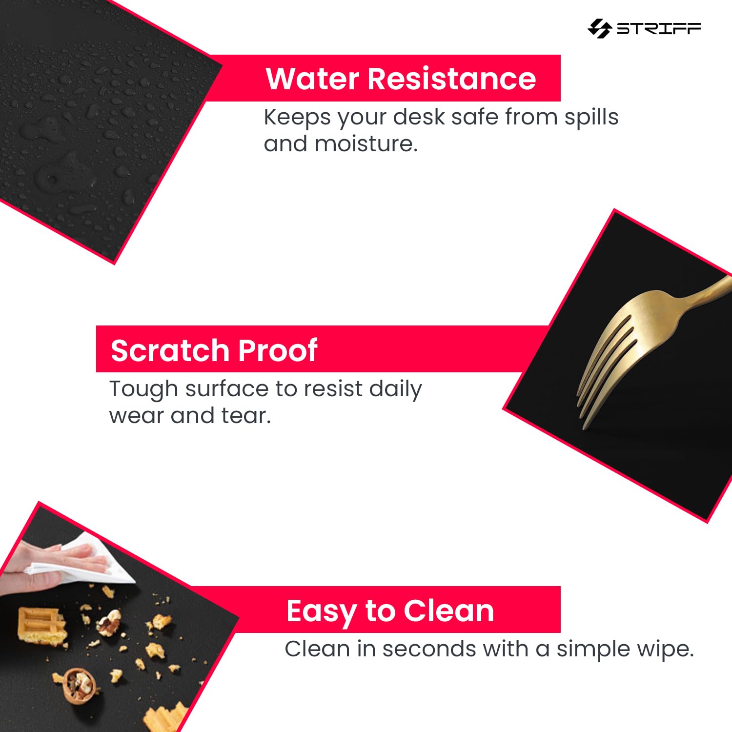 STRIFF Desk Pad Protector, Mouse Pad, Office Desk Mat, Non-Slip PU Leather Desk Blotter, Laptop Desk Pad, Waterproof Desk Writing Pad for Office and Home (Brown-Black)