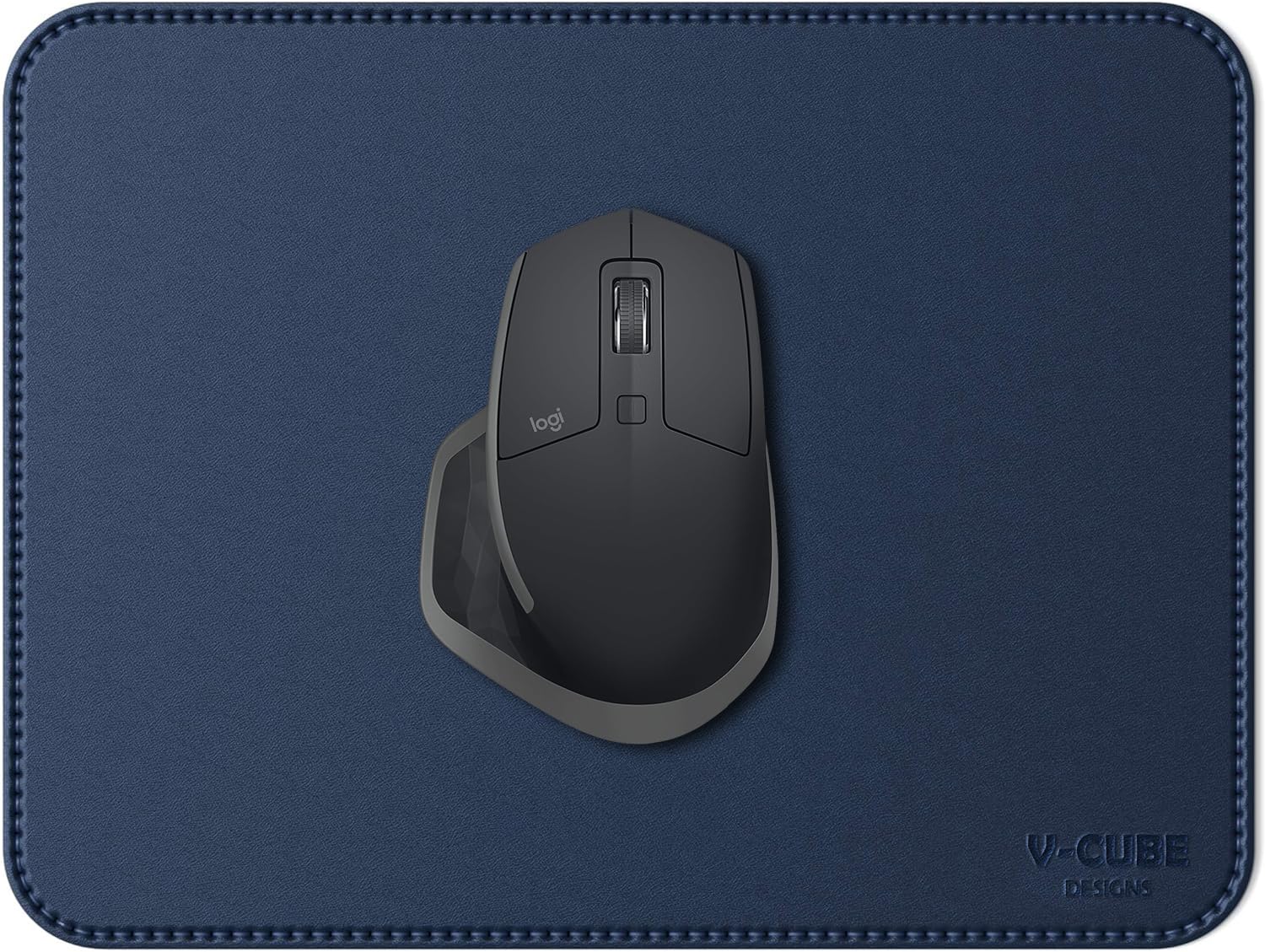 V-CUBE DESIGNS Premium Vegan Leather Mouse Pad |25X21cm| 2.4mm Thick(Padded)|Stitched, Reversible use, Splash-Proof, Anti-Skid for Gaming, Computer, Laptop, Home&Office in a Fresh Modern Design| Blue
